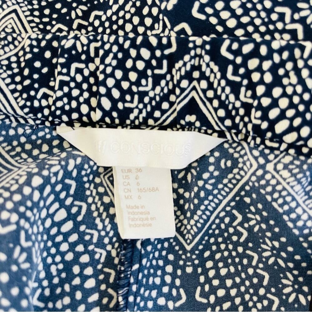 H&M blue cream wide leg cropped high waisted coastal pants 6 - Picture 5 of 7